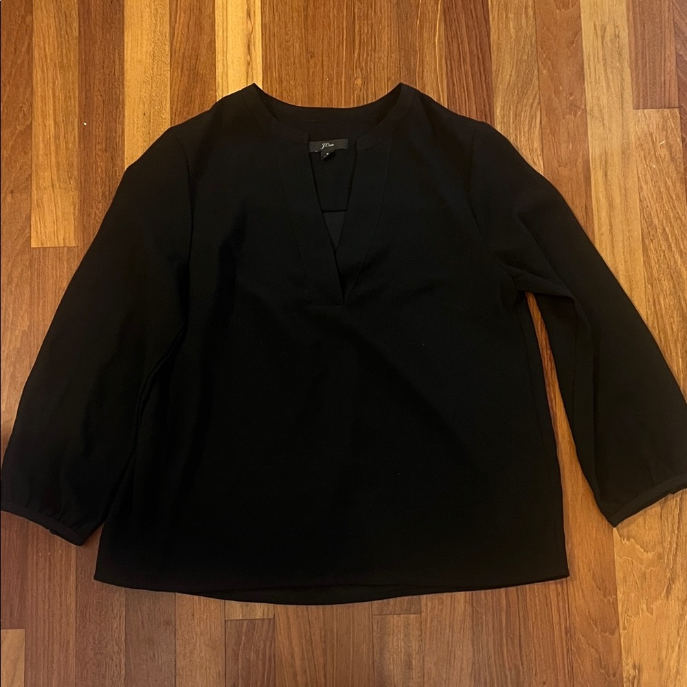 J. Crew Elegant Black V-Neck Blouse